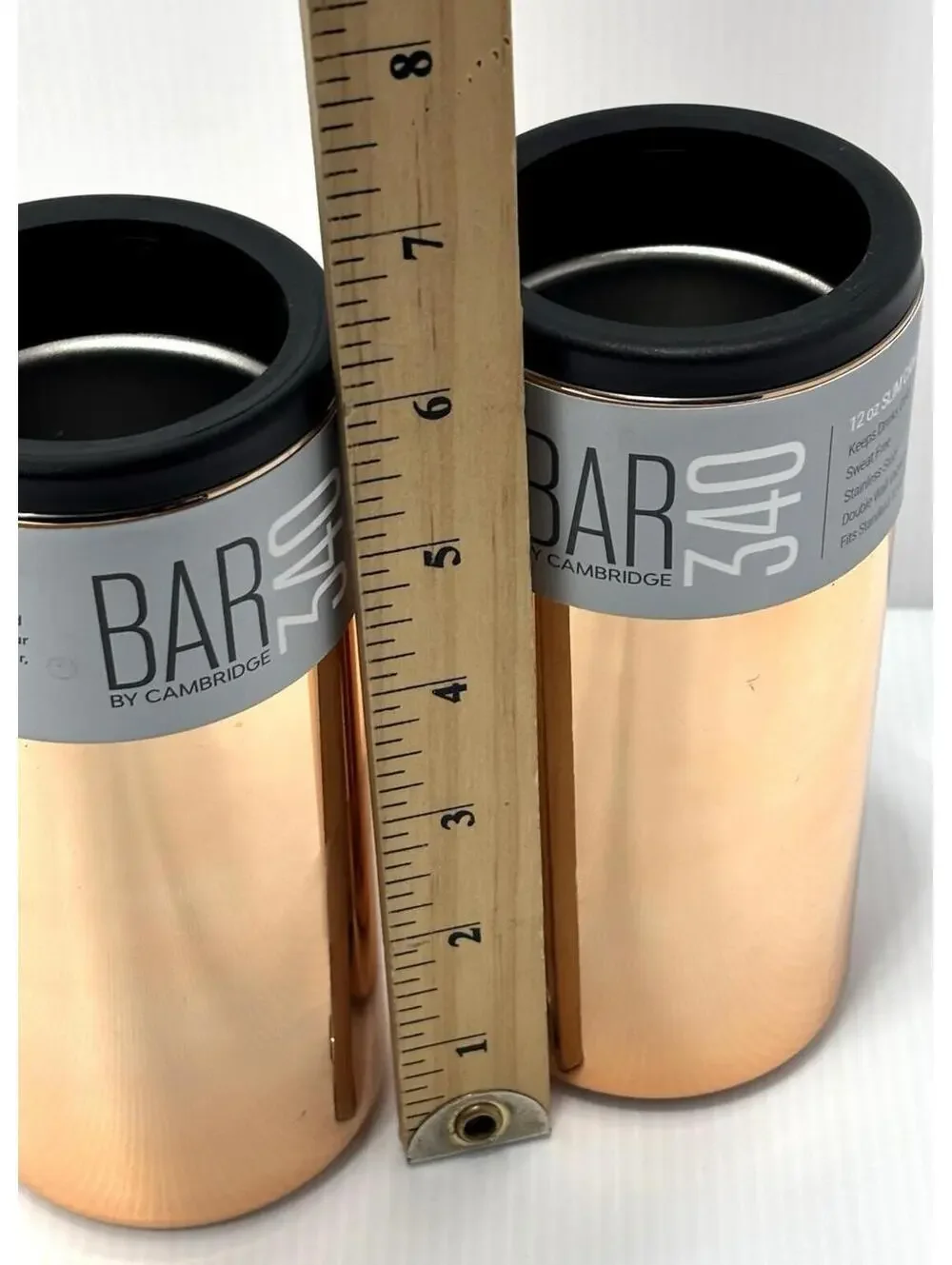 Bar 340 by Cambridge Slim Can Cooler 12oz Rose Gold Stainless Insulated 2PK NWT